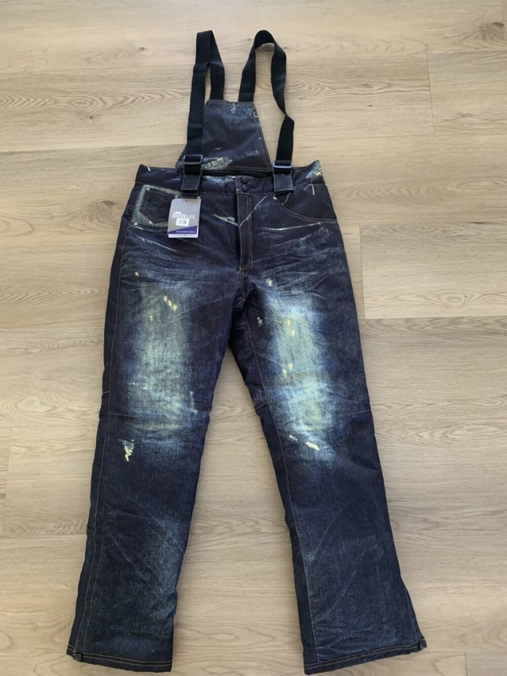 NWT RIVIYELE OVERALLS OUTDOOR DENIM DISTRESSED LOOK!